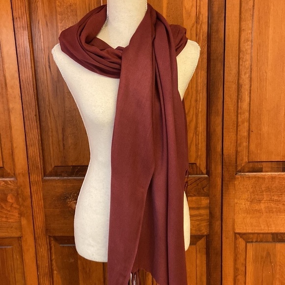 Pashmina Oversized Scarf Rust/Burgundy Preowned - Picture 1 of 7
